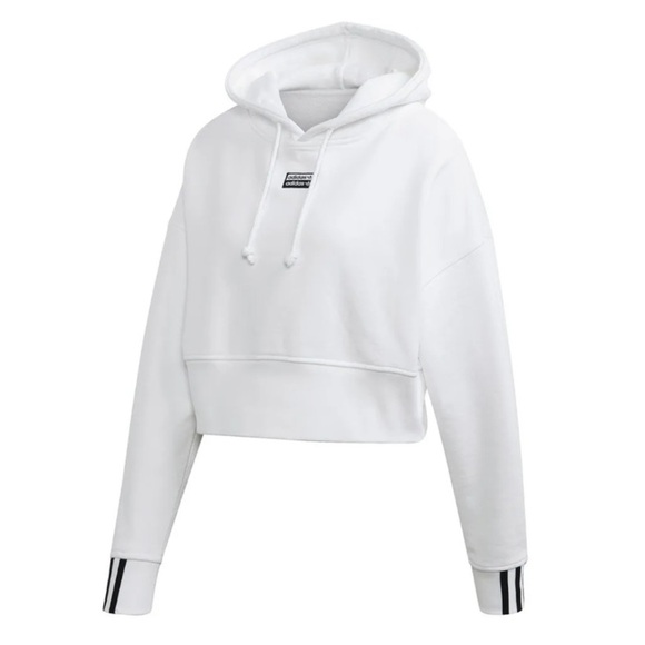 🆕 ADIDAS Originals Women's Vocal Cropped Hoodie WHITE - Picture 1 of 11